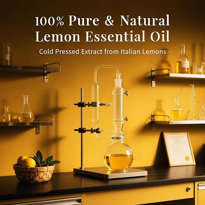 SU JUABA Lemon Essential Oil 4 Fl Oz, 100% Pure Natural for Cleaning, Diffuser, Skin Care, Aromatherapy- 118ML