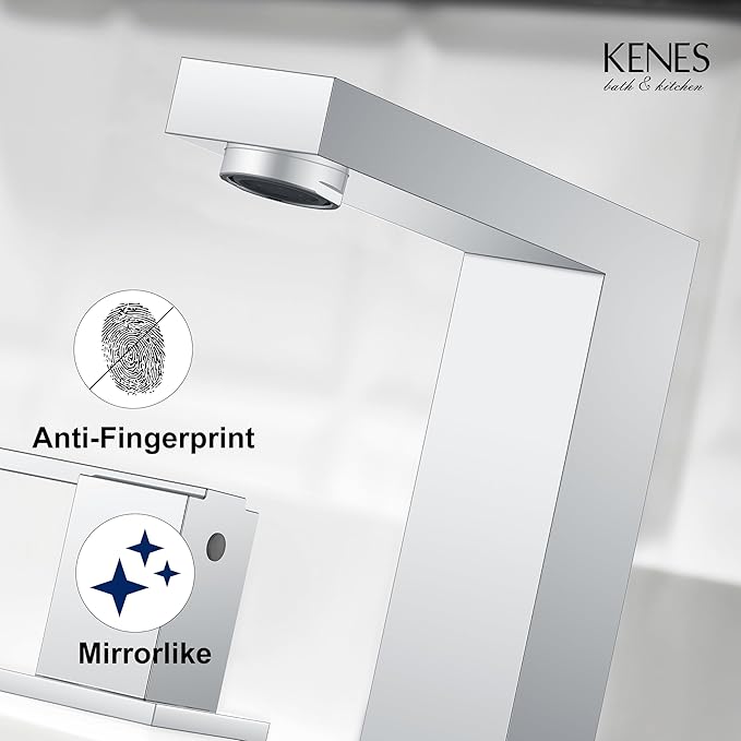 KENES Polished Chrome Widespread Bathroom Faucet 2 Handle Bathroom Sink Faucet 3 Hole, 8-Inch 3 Pieces Vanity Faucet with Pop Up Drain & Supply Lines, KE-9050-5-P