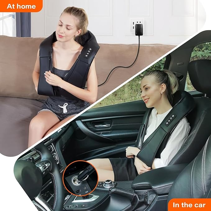 Shiatsu Neck Massager, Back and Neck Massager with Heat, Electric Deep Tissue 3D Kneading Massage Pillow for Back, Shoulder, Muscle Pain Relief, Office & Home & Car Use, Gift for Women and Men