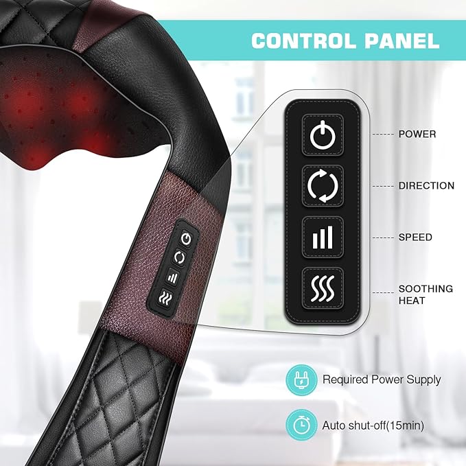 Shiatsu Neck and Back Massager with Heat, Electric Deep Tissue 4D Kneading Massage Pillow for Shoulder, Leg, Body Muscle Pain Relief - Best Gifts for Women Men Mom Dad