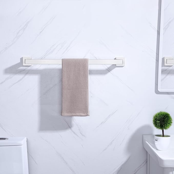 LANC 24 Inche Bath Towel Bars 2 Pack Brushed Nickel Bathroom Towel Rail Square Towel Racks Kitchen Towel Holders Stainless Steel Wall Mount Towel Hanger Towel Rods,A8804-6BN