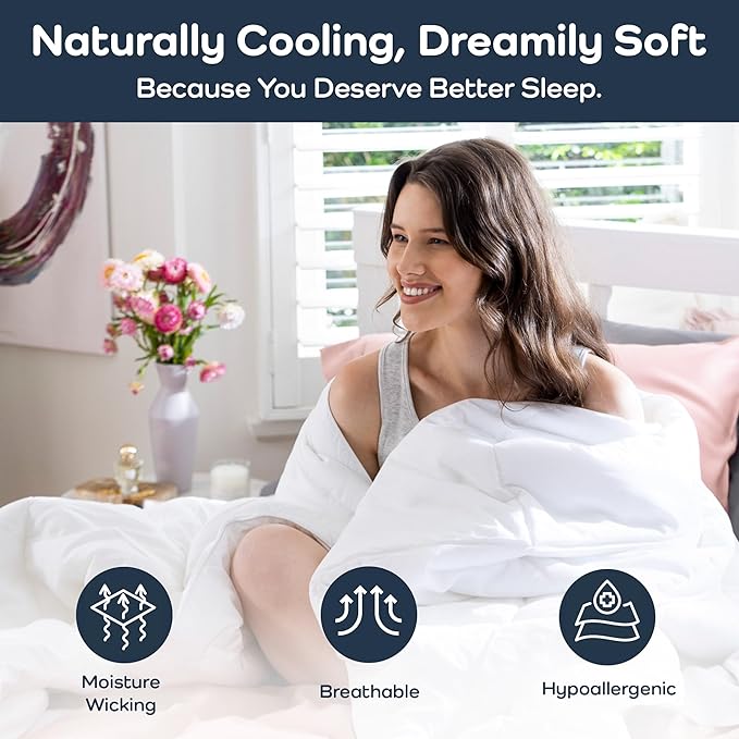 Olive + Crate 100% Cooling Bamboo Comforter from Viscose - California King Size - Hypoallergenic, Breathable & Moisture-Wicking Bedding - All Season Lightweight Plush Design - Organic Bamboo Comforter
