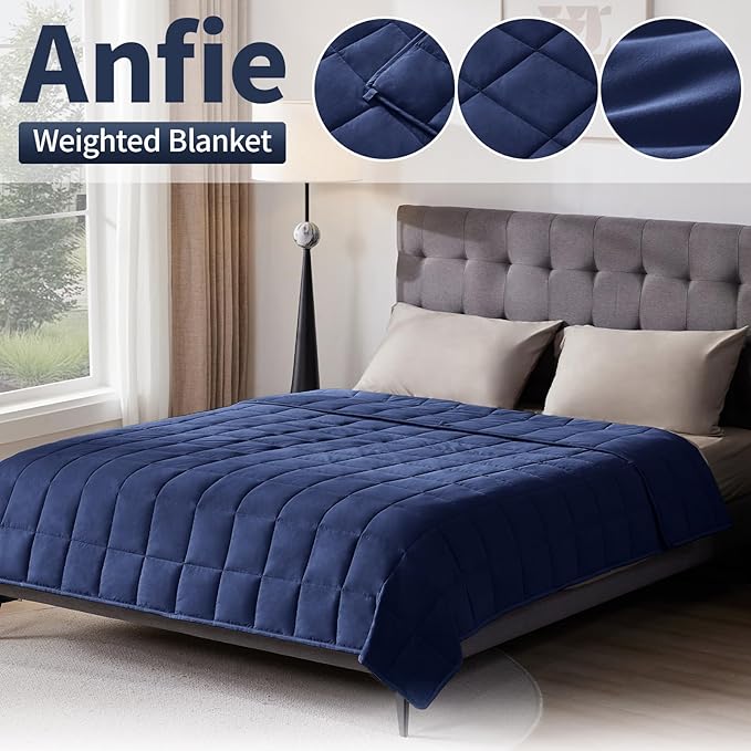 Weighted Blanket Queen/King Size (80"x87" 22lbs),Ultra Soft and Cozy Cooling Weighted Blanket for Adult,Heavy Blanket with Machine Washable Soft Blanket, Blue