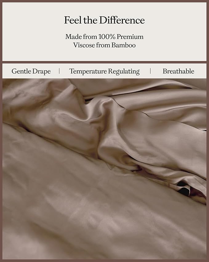 Cozy Earth Luxury Duvet Cover Queen - 100% Viscose from Bamboo - Ultra-Soft, Cooling & Lightweight Duvet Cover - Temperature-Regulating Bedding with Concealed Zip & Interior Snap Closures - Walnut