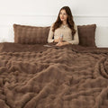 Faux Rabbit Fur Bubble Heated Blanket Twin Camel - Ultra Soft Cozy Luxury Electric Blanket with 6 Heating Levels & 10 Timer Settings, Machine Washable and Decor Gifts for Home (62" x 84")