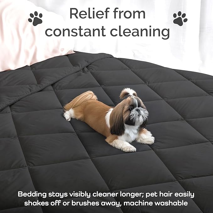 100% Viscose Derived from Bamboo Comforter, Cooling Comforter, Duvet Insert, Breathable, Extra Fluffy, Lightweight Comforters, Charcoal - King Size