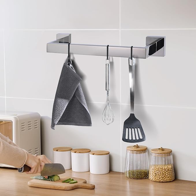 LANC 12-Inche Towel Bars for Bathroom Wall Mounted Chrome Polished Total-14” Stainless Steel Towel Hanger Silver Hand Towel Holder for Cabinet Kitchen Towel Racks Towel Rods, A8804CP-3P1