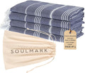 SOULMARK 100% Cotton Turkish Beach Towel with Bag - 38"x71" - 4 Pack - Made in Green & Oeko TEX Certified - Pre-Washed 6 Sand Free - Quick Dry and Lightweight for Travel - Made in Turkey - Navy Blue