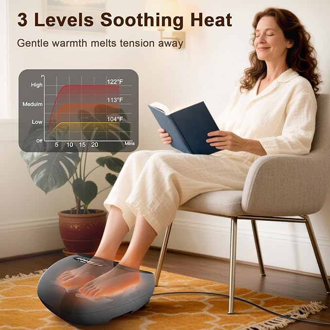 Shiatsu Foot Massager Machine with Heat : Deep Kneading Foot Massager with Vibration & Compression for Plantar Fasciitis & Neuropathy - for Women & Men,Relax for Home Office Use