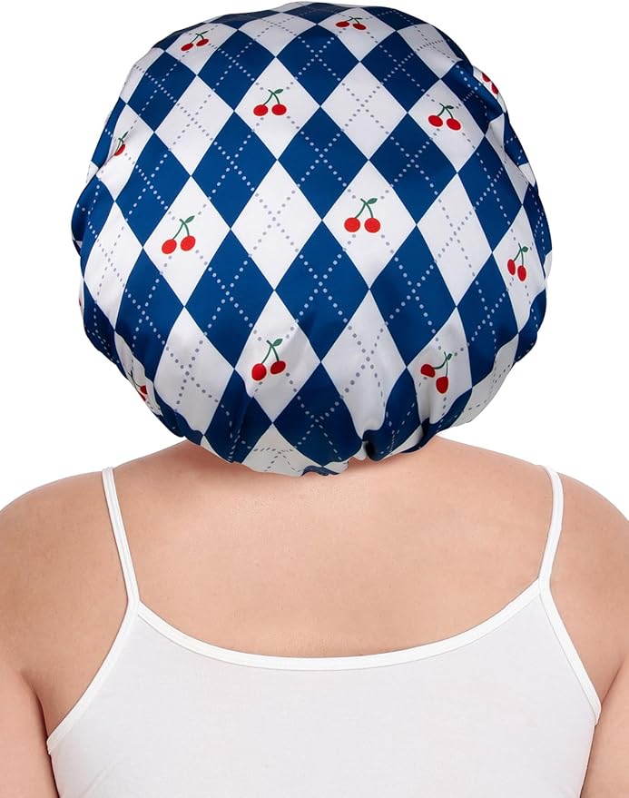 Pleated Silk Sleeping Bonnet with Eye Mask Double Layer Satin Hair Bonnets Sleep Cap for Curly Natural Hair