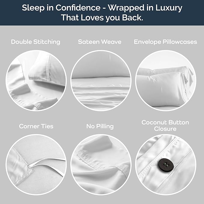 Olive + Crate Tencel Eucalyptus Cooling Duvet Cover Set - Hypoallergenic, Lyocell Tencel Duvet Cover - Temperature Regulating with Hidden Button Closure & Corner Ties - Oversized King [White Snow]
