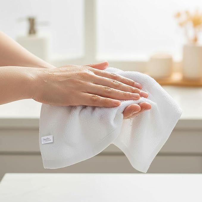 Basic Wash Cloths 12x12 Inches – Bulk Pack of 24 – White Color – Soft and Absorbent Multipurpose Cotton Washcloths for Bathroom, Spa, Gym, Salon, Hotel, and Everyday Use