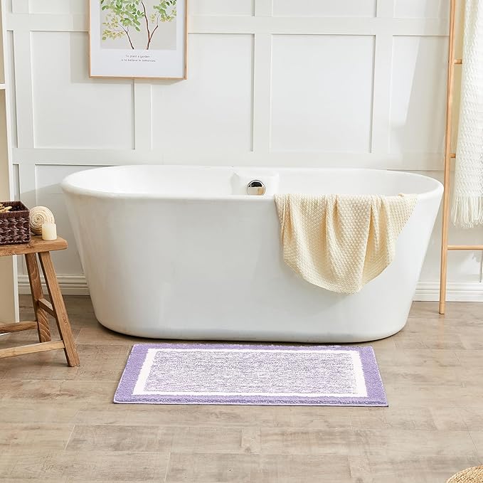 CozeCube Bath mats for Bathroom Non Slip, Fluffy Absorbent Microfiber Bath mat Washable, Aesthetic Bathroom Rugs, Cute Purple Bath mat, Lavender, 32" x 20"