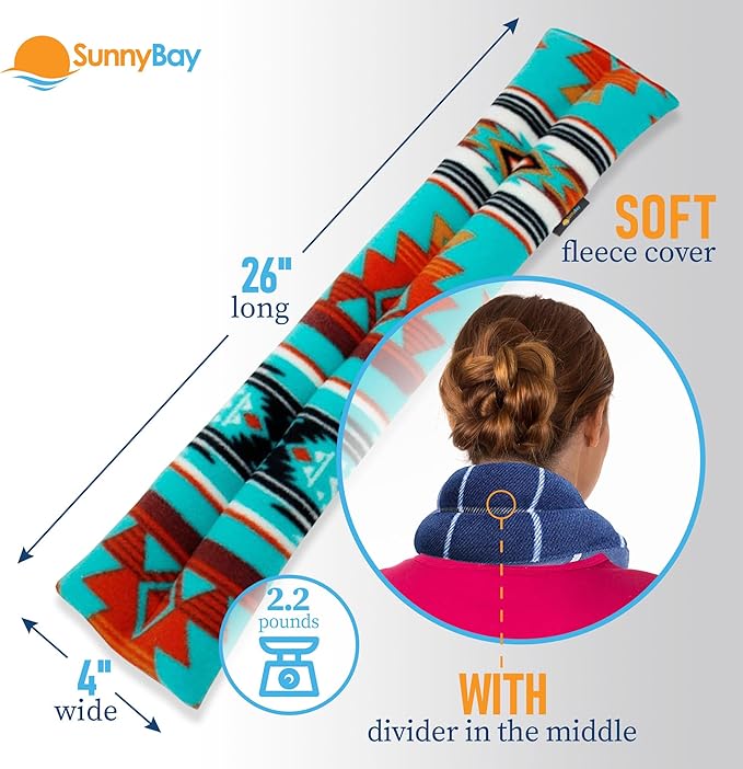 SunnyBay Microwave Heating Pad, Microwavable Moist Heated Neck and Shoulder Wrap, Versatile Weighted Beanbag Cold Pack or Warm Compress for Pain Relief, 26x4 Inches, Canyon