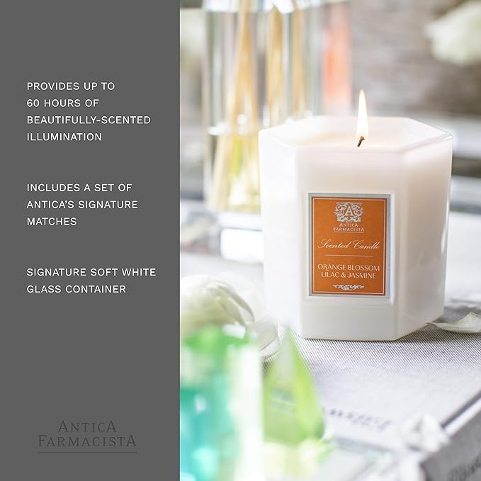 Antica Farmacista Luxury Scent Candle - Decorative Home Candle - Long-Lasting & Premium Scented - Luxury Gift - Orange Blossom, Lilac & Jasmine, 9 oz