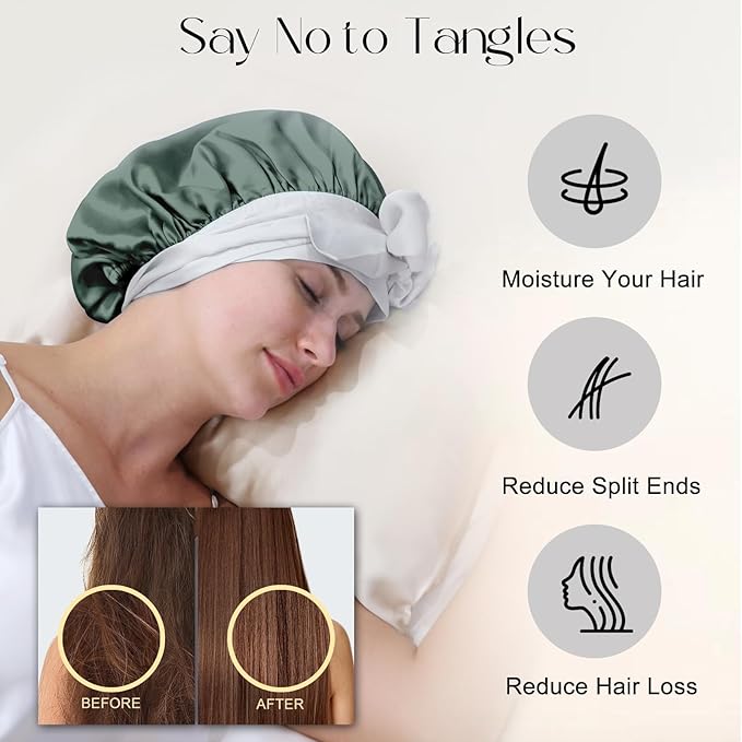 ZIMASILK 100% Mulberry Silk Bonnet for Sleeping Women Double Layer Hair Wrap with Silk Tie Band,1 Pack