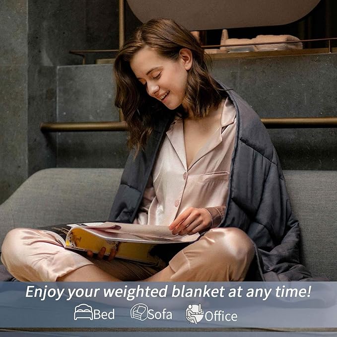 Smart Queen Weighted Blanket for Adults,(78"x85",25lbs Grey) Full Size Soft Cooling Heavy Blanket for Sleeping, Breathable Blanket with Glass Beads Perfect for 220-280 lbs,All Season,Machine Washable