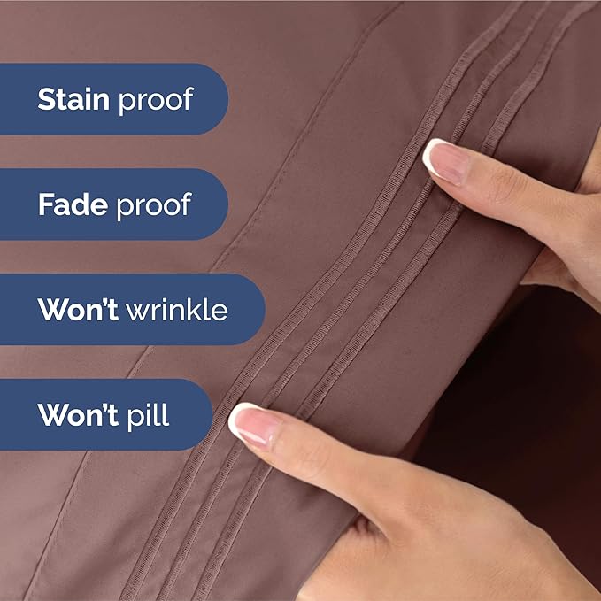 Queen Size 4 Piece Sheet Set - Extra Soft, Breathable And Cooling Sheets - Hotel Luxury Durable Bed Sheets for Women & Men - Deep Pockets, Easy-Fit & Wrinkle-Free Sheets - Clay Oeko-Tex Bed Sheet Set