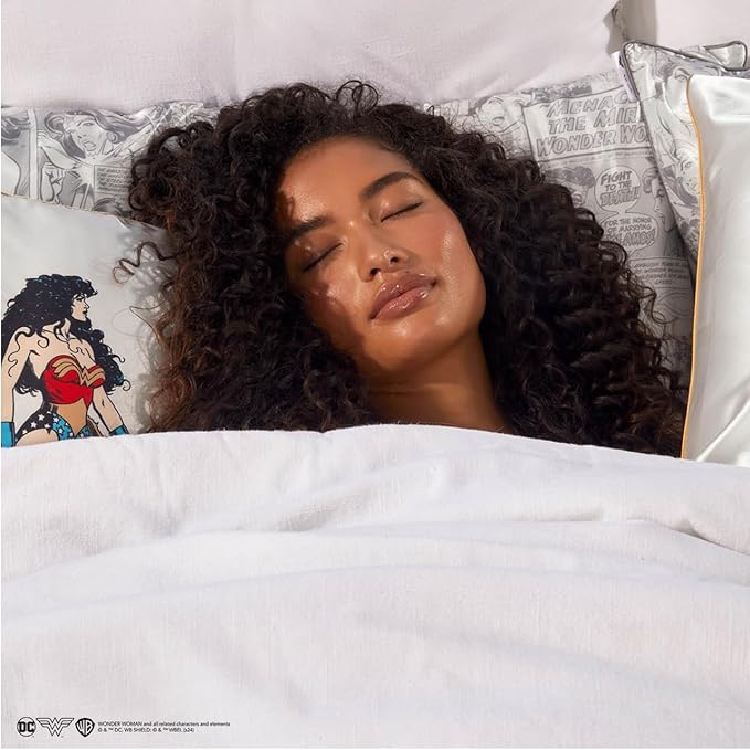 Kitsch Wonder Woman (Comic) Satin Pillowcase with Zipper Softer Than Silk, Luxury Cooling Pillowcase for Hair & Skin, Wrinkle Prevention, Queen/Standard (19X26)