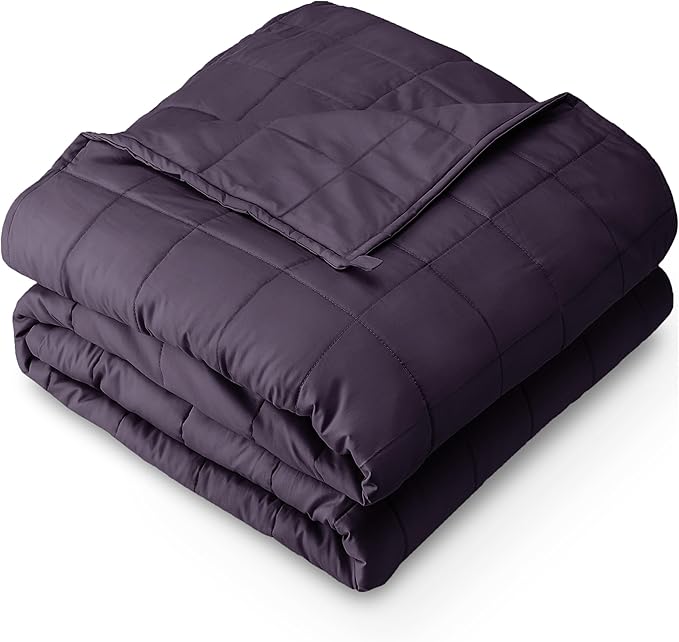 Bare Home Weighted Blanket King Size 25lb (80" x 87") for Adults - All-Natural 100% Cotton - Premium Heavy Blanket Nontoxic Glass Beads (Eggplant, 80"x87")