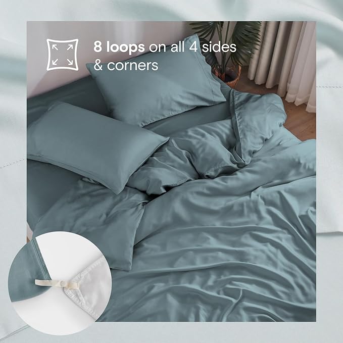 DOZ Duvet Cover Set, 100% Viscose derived from Bamboo, Organically Grown, Buttery Soft, Cooling Duvet Covers, High GSM, 1 Duvet Cover and 1 Pillowcase, 70"x90" (Teal, Twin/Twin XL)