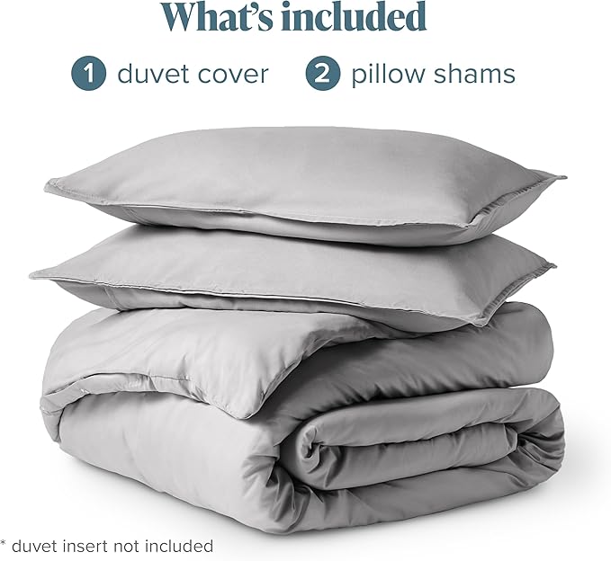 Bare Home Bedding Duvet Cover Queen Size - Premium 1800 Super Soft Collection - Lightweight, Cooling - Soft Breathable Bedding Duvet Cover (Queen, Light Grey)
