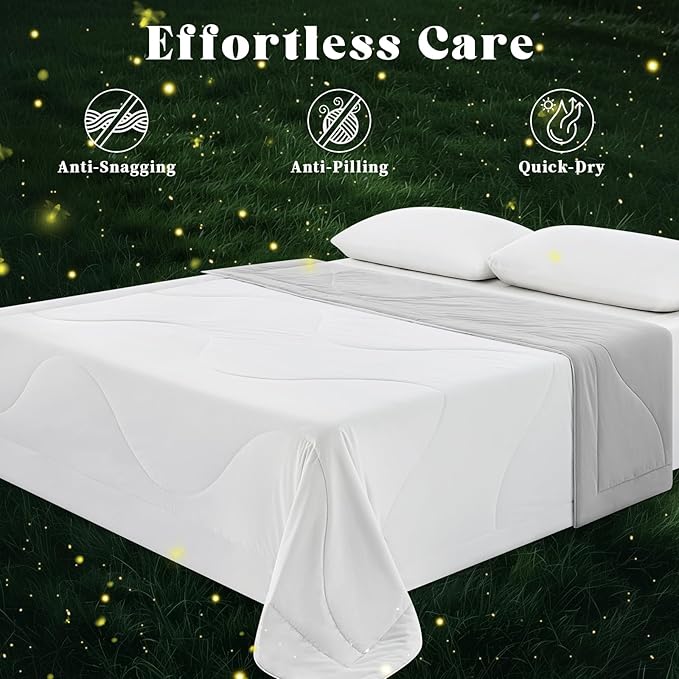Cooling Comforter King Size, Double-Sided Cooling Blanket for Hot Sleepers & Night Sweats, Arc-Chill Q-Max > 0.4 Breathable Ice Blanket, Lightweight Cold Comforter (108''x90'', White)