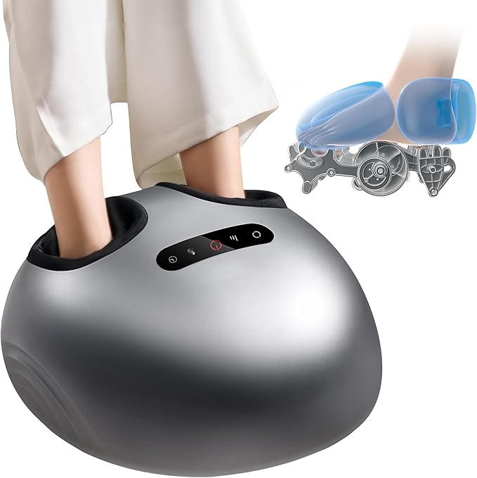 Foot Massager Machine with Heat, Double Shear Massage Core, Shiatsu Feet Massager with Airbag Full Wrapped, Plantar Fasciitis Massage, Automatic Foot Kneading Points, Gifts for Family and Friends