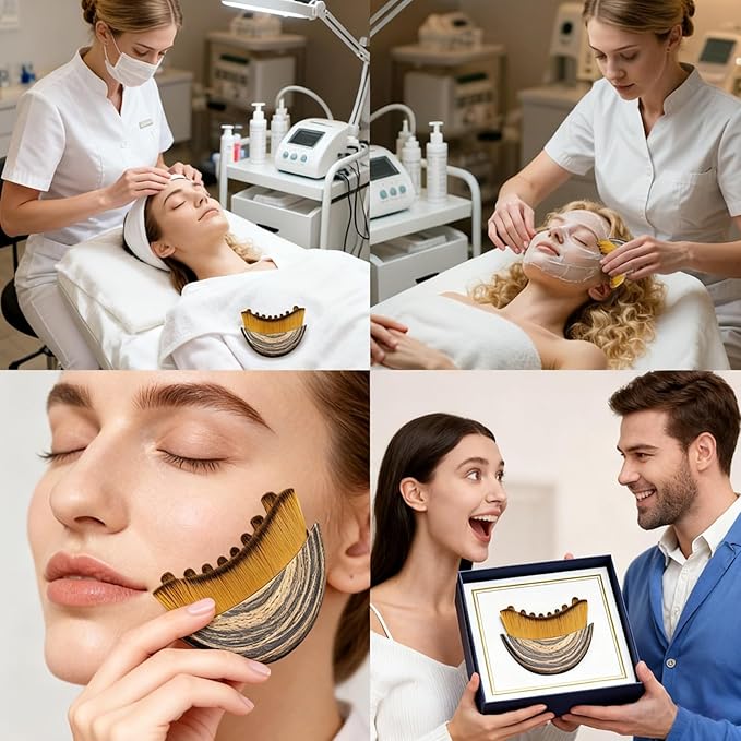 Lymphatic Contour Face Brush Face Lifting Brush Gua Sha Brush for Face Dry Lymphatic Massage Brush Face Depuffer Facial Tool (1PC)