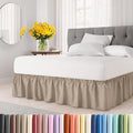 Wrap Around Dust Ruffle Bed Skirt - Cream - for Full Size Beds w/ 16 Inch Drop - Easy Fit Elastic Strap - Adjustable Pleated Bedskirt w/Brushed Fabric, Wrinkle & Fade Free Women, Men, Kids & Teens
