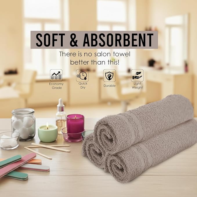 24 Pack Sand Hand Towel 100% Cotton Spa Towel – 16x26 inches Highly Absorbable Facial Towels Gym, Hair Towel and Face Towel Bulk Small Towels (Not Bleach Proof)