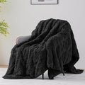 Uttermara Sherpa Fleece Weighted Blanket Full Size(15lbs, 48" x 72", Black), 3D Jacquard Checkered Warm Sherpa Heavy Blanket for Adults, Soft Fuzzy Weighted Blankets for Couch Bed Sofa