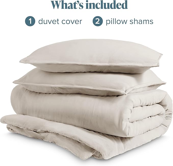 Bare Home Microfiber Duvet Cover Set - Ultra Soft Washed Microfiber - Queen Size - Linen-Like Look - Easy Care - Breathable Fabric - Our Softest Duvet Cover Set (Queen, Fog)