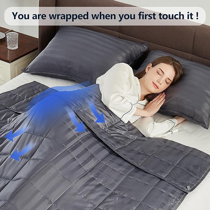 Weighted Blanket Queen/King Size (80"x87" 25lbs),Ultra Soft and Cozy Cooling Weighted Blanket for Adult,Heavy Blanket with Machine Washable Soft Blanket, Stripe Grey