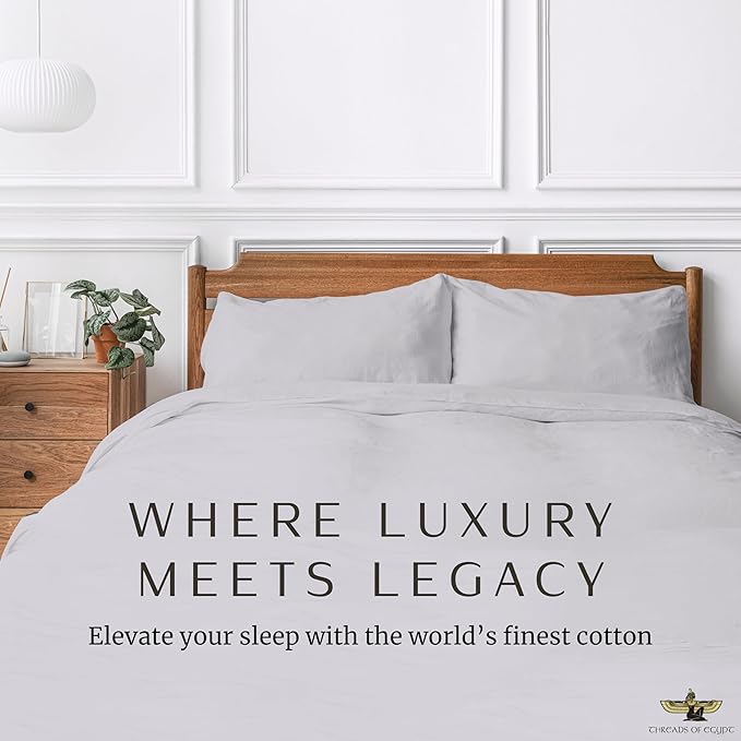 100% Egyptian Cotton Sheets Queen Size | 1200 Thread Count | CEA Gold Seal Certified | Ultra Soft | Cooling for Hot Sleepers | 18" Deep Pocket | Queen Size [Grey]