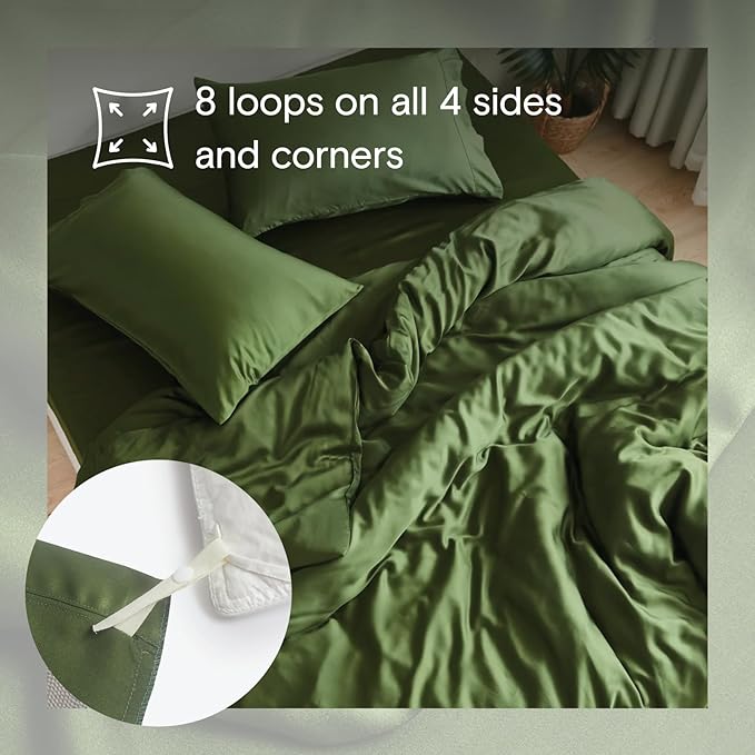 DOZ Duvet Cover Set, 100% Viscose derived from Bamboo, Organically Grown, Buttery Soft, Cooling Duvet Covers, High GSM, 1 Duvet Cover and 1 Pillowcase, 70"x90" (Forest, Twin/Twin XL)