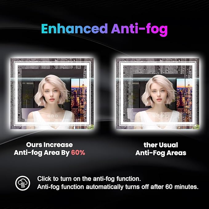 LED Mirror for Bathroom, 72"X36" with 8 RGB Backlit +3 Front Lit (Adjustable Individually), Anti-Fog, Large Lighted Bathroom Vanity Mirror for Wall,Shatterproof,Memory Function,Tempered Glass