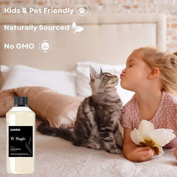 Scentia W Magic Hotel Diffuser Refill Oil Inspired by W Signature Hotel - 500 mL 16.9 fl oz - Fragrance Oil Blend Bergamot, Lemongrass & Jasmine for HVAC Diffuser - Thanksgiving & Holiday Gift