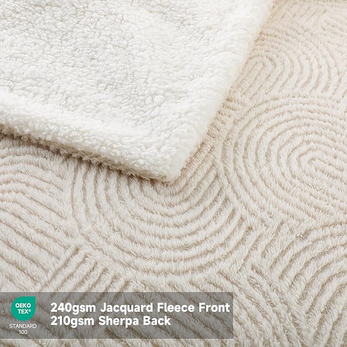 Heated Blanket Queen Size - 84"x90" Cozy Soft Jacquard Heating Blanket with 4 Heat Levels & 10 Hours Auto-Off, Jacquard Fleece, Overheating Protection, Warm Gifts, Cream