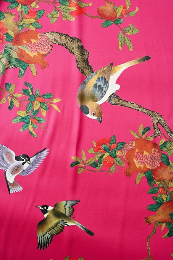 Women's Silk Kimono Robe Long Bathrobe Nightgown 100% Mulberry Silk for Women - Classic Floral Pattern