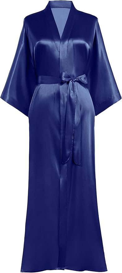 PRODESIGN Satin Kimono Robe Women Long Silky Kimono Bathrobe Sleepwear Wedding Bridesmaid Robe