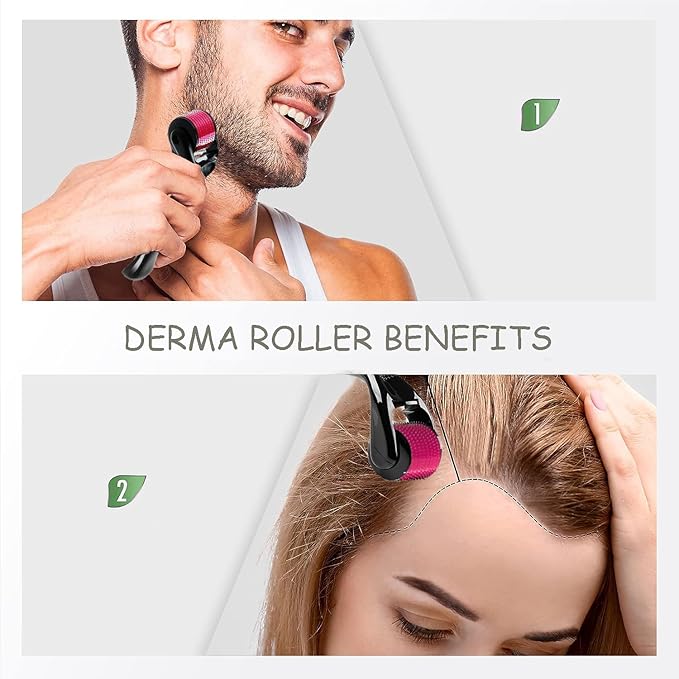 Derma Roller Set - 3 Pack Microneedling Roller for Home Use, Microneedle Roller Skin Tool, Personal Skin and Hair Care Tools