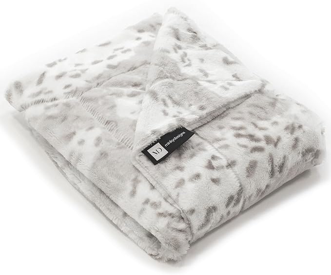 Minky Designs Arctic Lynx Minky Blanket – Ultra Soft Faux Fur Throw Blanket for Couch, Bed & Home – Fluffy, Warm & Luxurious – Posh Collection (Large, 60x72)