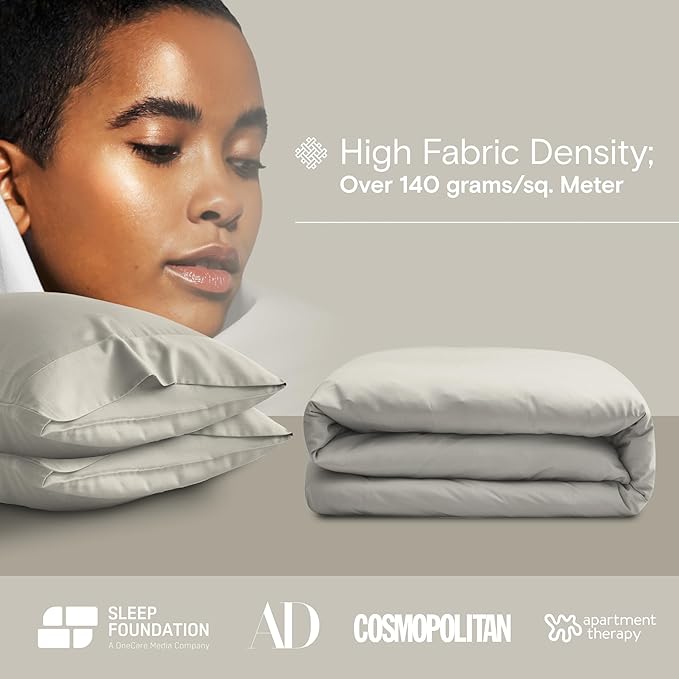 DOZ Duvet Cover Set, 100% Viscose derived from Bamboo, Organically Grown, Buttery Soft, Cooling Duvet Covers, High GSM, 1 Duvet Cover and 2 Pillowcases, 106"x90" (Fog, King/Cal King)