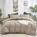 Cottonight Cream Coffee Comforter Set Full Khaki Bedding Comforter Set Dark Champagne Solid Blanket Quilts Modern Soft Breathable Cream Khaki Taupe 3 Piece Light Coffee Bedding Set for Women Men