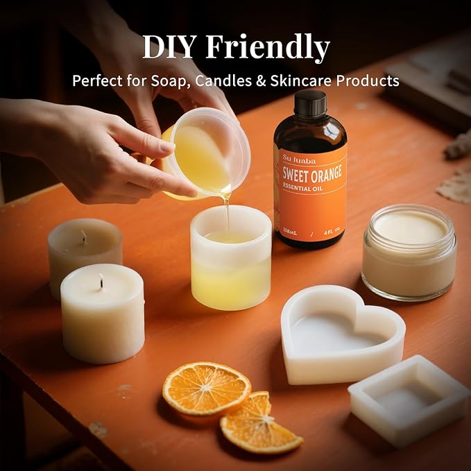 SU JUABA Orange Essential Oil 4 Fl Oz, 100% Pure Natural for Mood Boost, Diffuser, Skin Care, Aromatherapy- 118ML