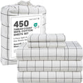 Lane Linen Split King Sheets Sets for Adjustable Bed – 450 Thread Count 100% Cotton Bedsheets, Sateen Sheets, 15” Deep Pocket Fully Elasticized Fitted Sheet, Luxury Sheet & Pillowcase Sets, Windowpane