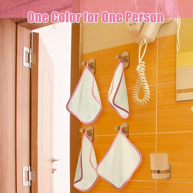 Tatuo 10 Count Popup Closed Exfoliating Wash Cloths for Body and Face Facial Bath Scrub Soft Weave Loofah Towel Exfoliate Bath Towel Remove Dead Skin Wash Cloth for Women Man (Pink Edge)