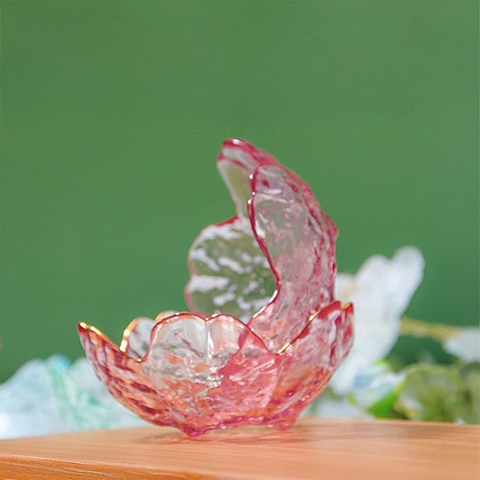 Incense Burner, Incense Holder for Backflow and Sticks Handmade Glass Cherry Blossom Incense Stick Holder with 9 Incense Holes Incense Burner Ash Catcher,for Meditation,Home Decor (with Gilt-Edged)