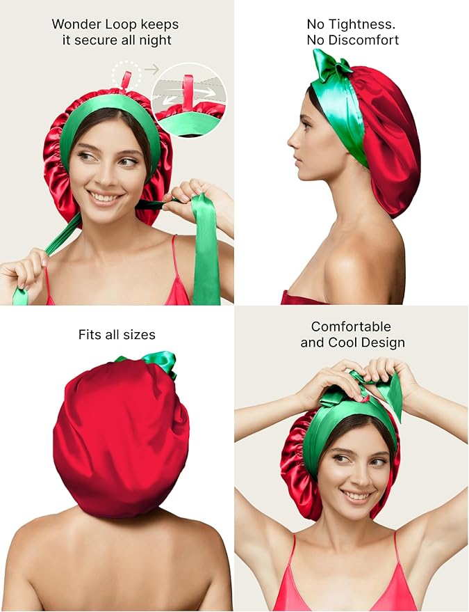 100% Mulberry Silk Bonnet for Sleeping Women with Curly Hair – Alternative to Double Layer Satin Bonnet with Tie Band